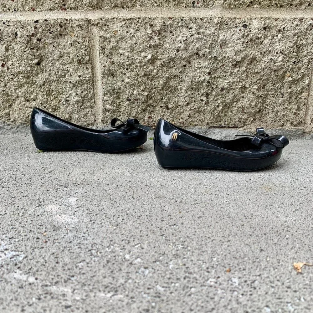 MEL By MELISSA Girls Ultra Girl Bow Shoes 12 Black Slip On Jelly Wedge Shoe Girl - Picture 4 of 9
